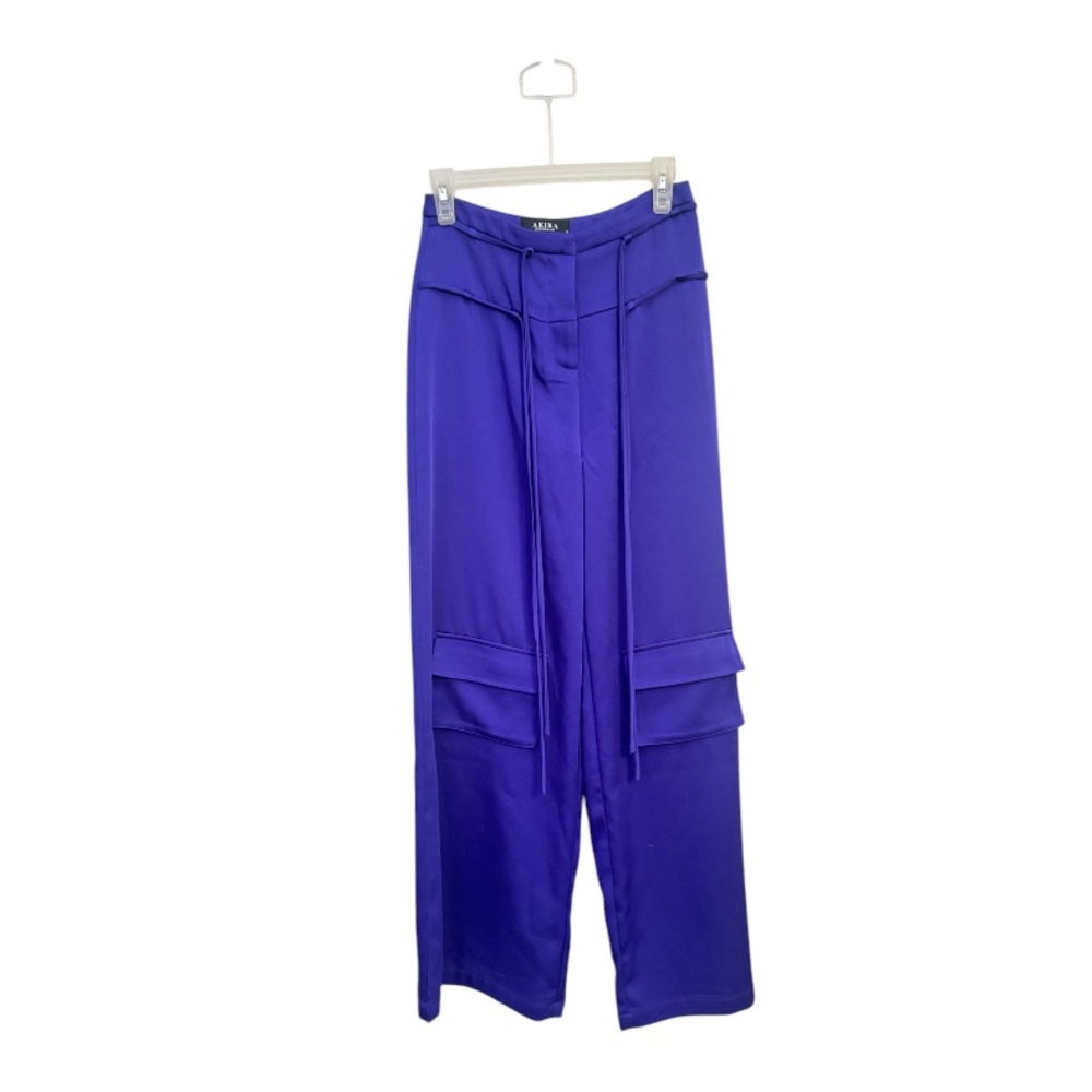 AKIRA Wide-Leg Cargo Pants in Deep Purple